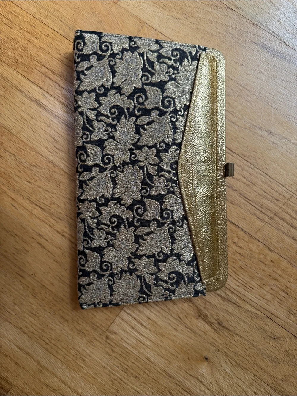 1950s Vintage Gold Floral Embroidered Evening Clutch - Unbranded